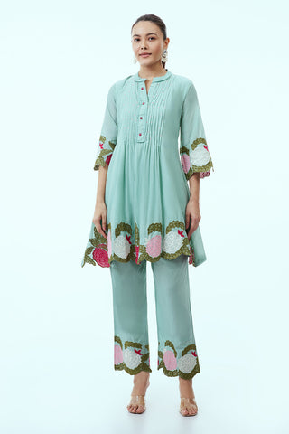 Light Blue Mul Cotton Coord Set with Resham Embroidery
