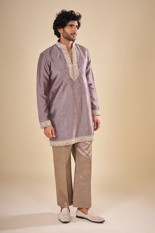 Mauve Silk Kurta Set with Sequin Work