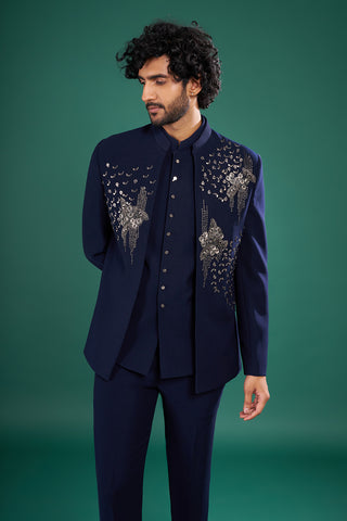 Midnight Blue Embellished Indo-Western Suit Set