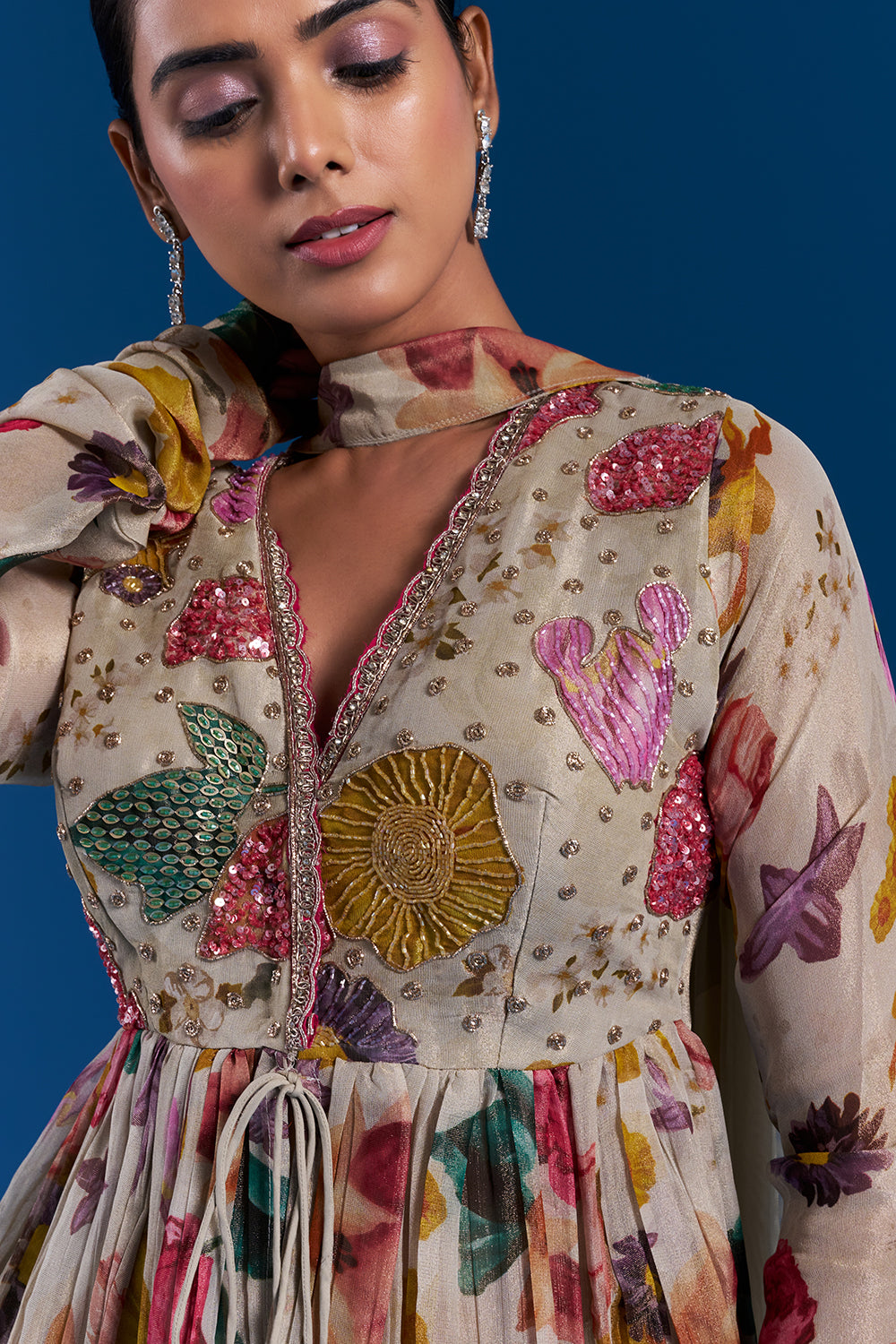 Multi-Colored Palazzo Set with Zardozi Work
