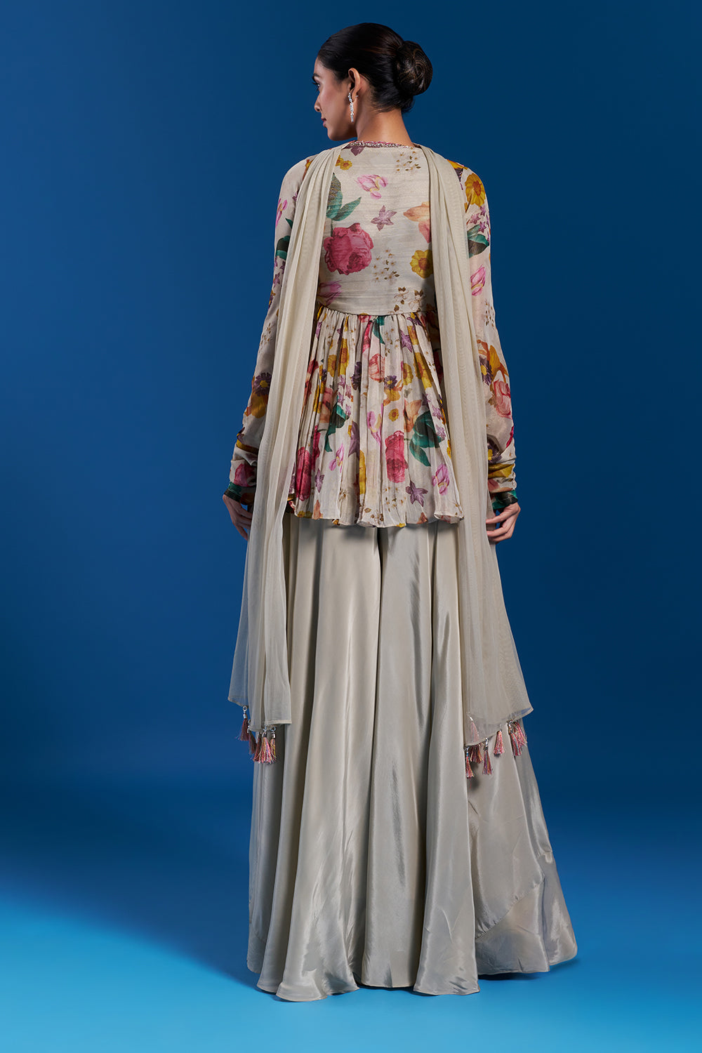 Multi-Colored Palazzo Set with Zardozi Work