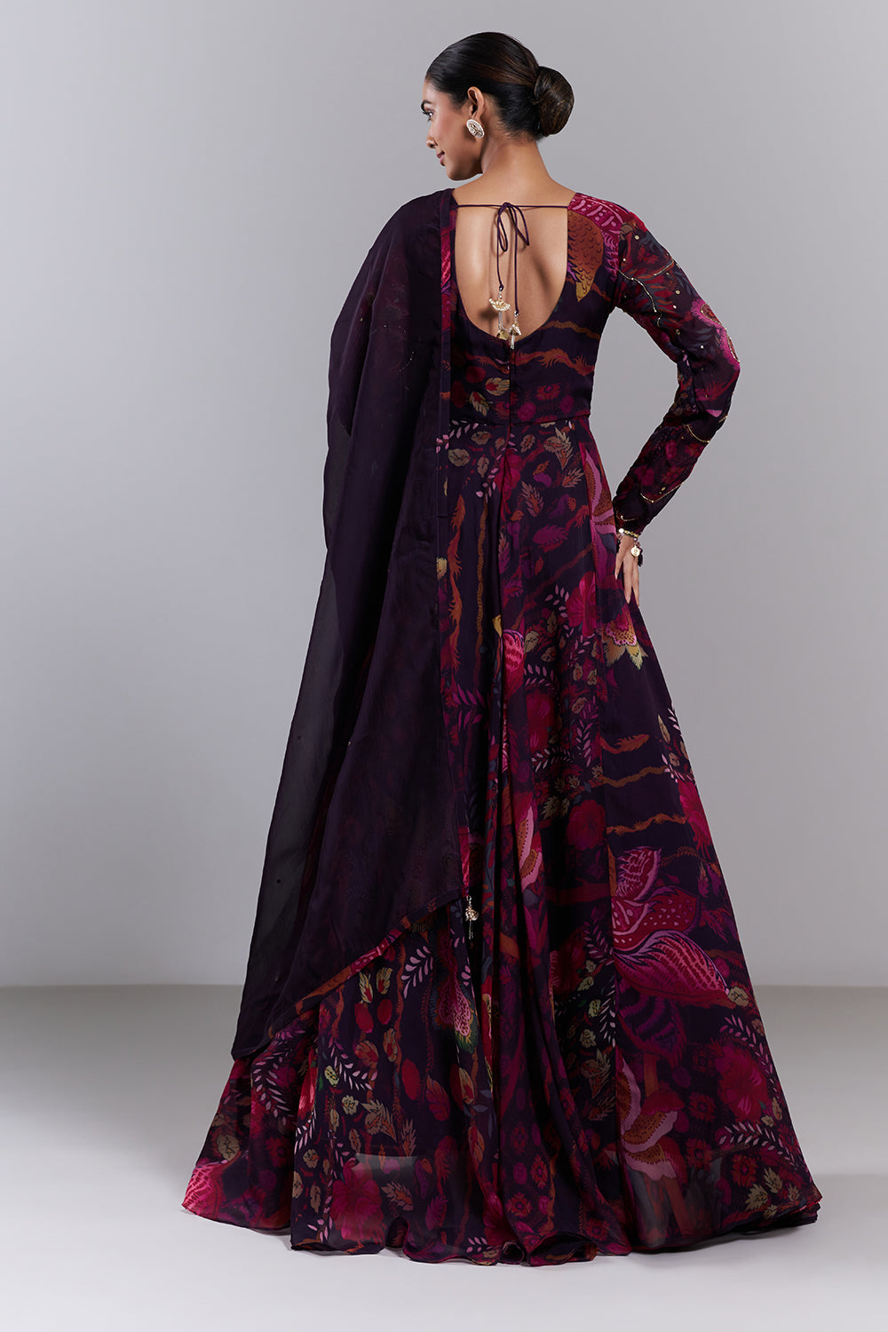 Multi-Colored Viscose Organza Embellished Anarkali Set