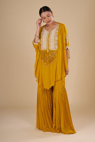 Mustard Yellow Chinon Kaftan Set