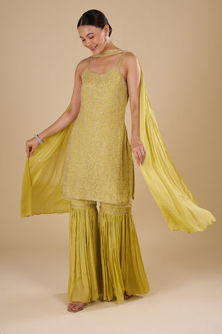 Mustard Yellow Georgette Sharara Set