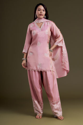 Pastel Pink Tissue Kurta Set