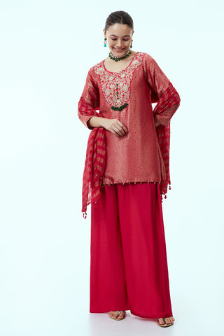 Rani Pink Banarasi Brocade Salwar Suit with Zardosi Accents