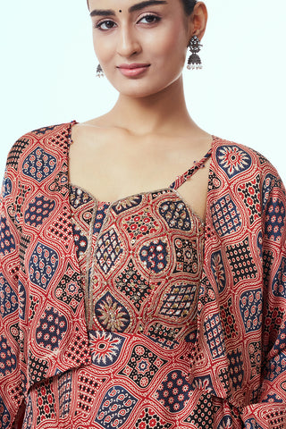 Red Modal Indo-Western Set with  Zardozi Work