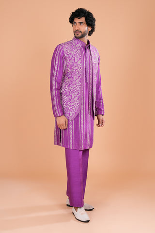 Royal Purple Embroidered Bundi Set