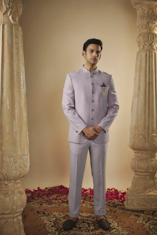 Pale Lilac Japanese Fabric Jodhpuri with Sequins Work